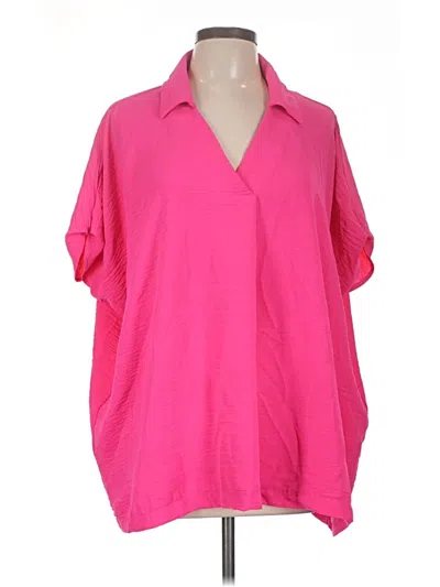 Pre-owned Zenana Short Sleeve Blouse In Pink