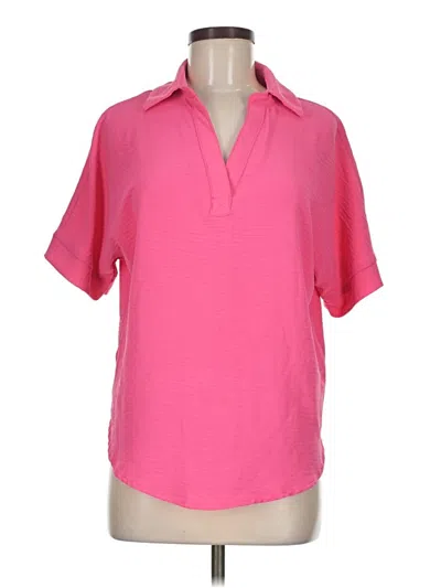Pre-owned Zenana Short Sleeve Blouse In Pink