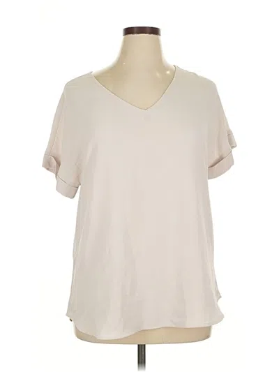 Pre-owned Zenana Short Sleeve Blouse In White
