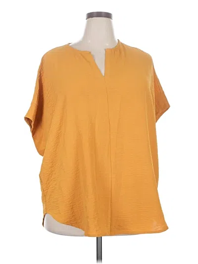 Pre-owned Zenana Short Sleeve Blouse In Yellow