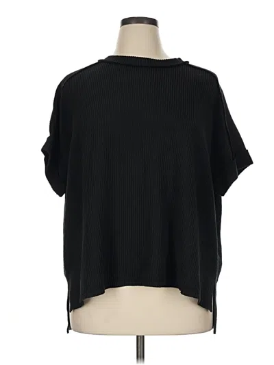 Pre-owned Zenana Short Sleeve Top Black Cowl Neck Tops