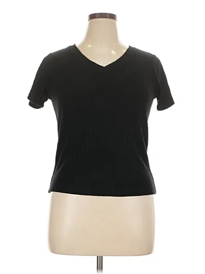 Pre-owned Zenana Short Sleeve Top Black V-neck Tops