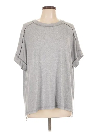 Pre-owned Zenana Short Sleeve Top Gray Cold Shoulder Neckline Tops