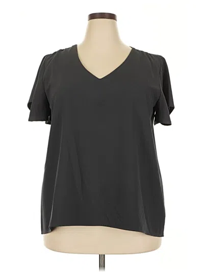 Pre-owned Zenana Short Sleeve Top Gray Cold Shoulder Neckline Tops