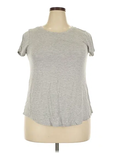 Pre-owned Zenana Short Sleeve Top Gray Keyhole Neckline Tops