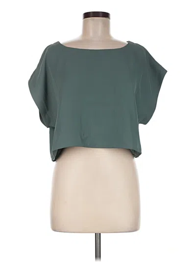 Pre-owned Zenana Short Sleeve Top Green Boatneck Tops