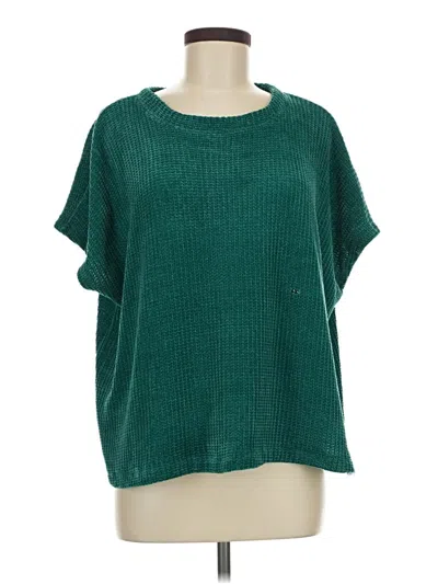 Pre-owned Zenana Short Sleeve Top Green Crew Neck Tops