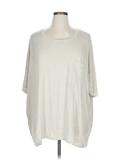 Pre-owned Zenana Short Sleeve Top Ivory Crew Neck Tops In White
