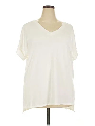 Pre-owned Zenana Short Sleeve Top Ivory V Neck Tops In White