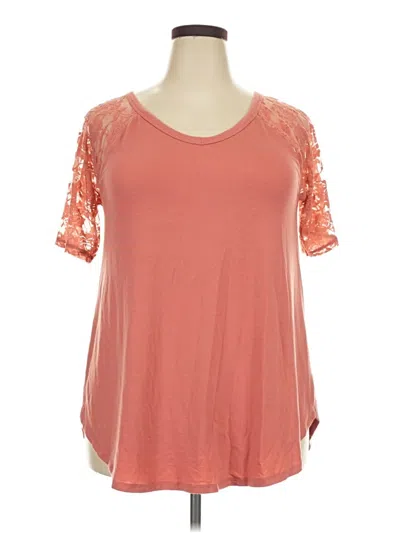 Pre-owned Zenana Short Sleeve Top Orange Scoop Neck Tops