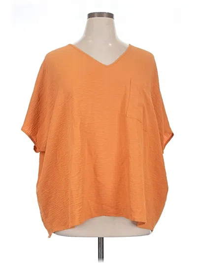 Pre-owned Zenana Short Sleeve Top Orange V-neck Tops