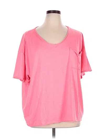 Pre-owned Zenana Short Sleeve Top Pink Scoop Neck Tops
