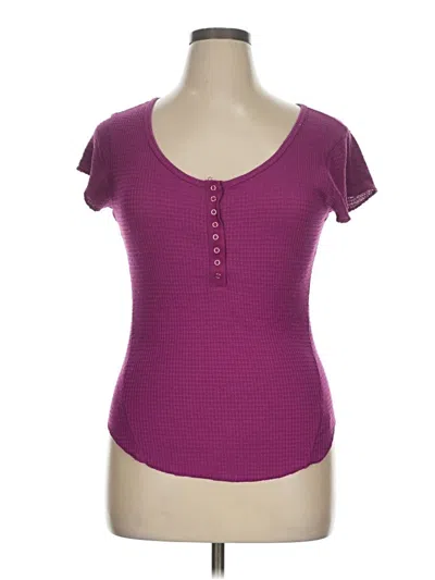 Pre-owned Zenana Short Sleeve Top Purple Sweetheart Neckline Tops