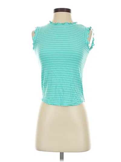 Pre-owned Zenana Short Sleeve Top Teal Cold Shoulder Neckline Tops