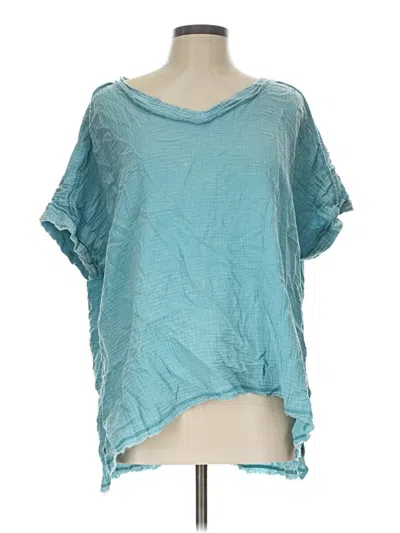 Pre-owned Zenana Short Sleeve Top Teal Scoop Neck Tops