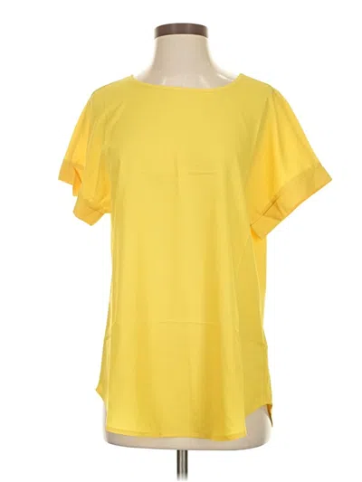 Pre-owned Zenana Short Sleeve Top Yellow Crew Neck Tops