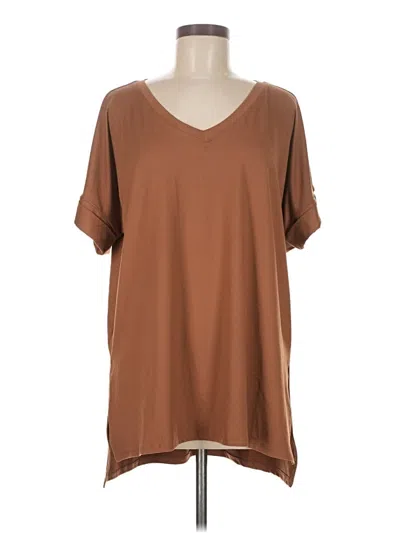 Pre-owned Zenana Short Sleeve T-shirt In Brown
