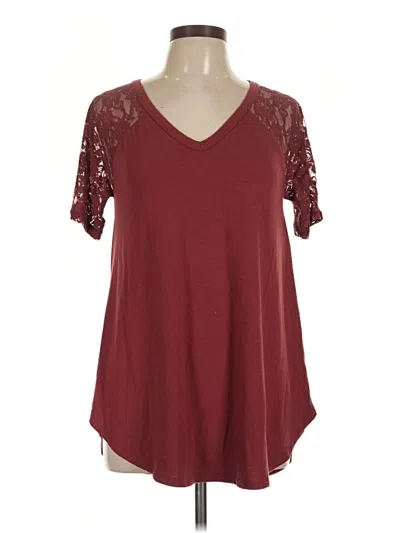 Pre-owned Zenana Short Sleeve T-shirt In Burgundy