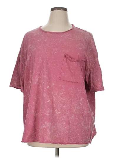 Pre-owned Zenana Short Sleeve T-shirt In Pink