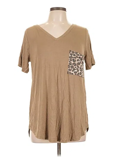 Pre-owned Zenana Short Sleeve T-shirt In Tan