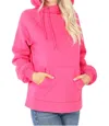 Zenana Side Tie Hoodie Sweatshirts In Pink In Pink