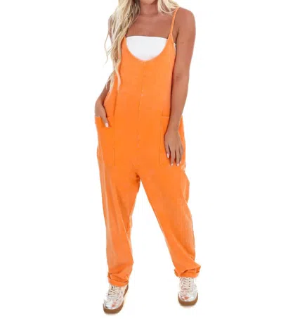 Zenana Sideline Cheer Jumpsuit In Orange