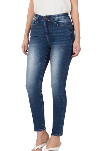 Zenana Skinny Fit Jean In Med Stonewash In Blue