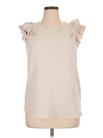 Pre-owned Zenana Sleeveless Blouse In Brown