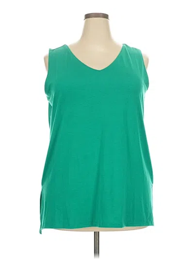 Pre-owned Zenana Sleeveless Blouse In Green
