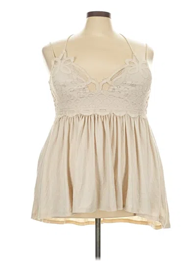 Pre-owned Zenana Sleeveless Blouse In Tan