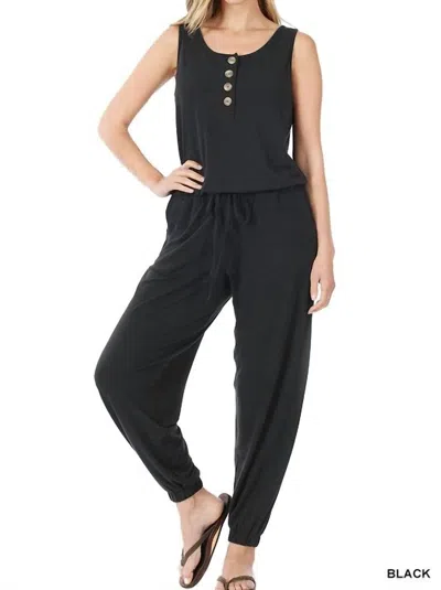 Zenana Sleeveless Jogger Jumpsuit In Black