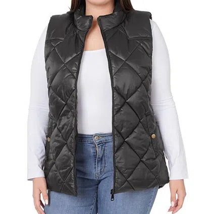 Zenana Sleeveless Quilted Vest - Plus In Black