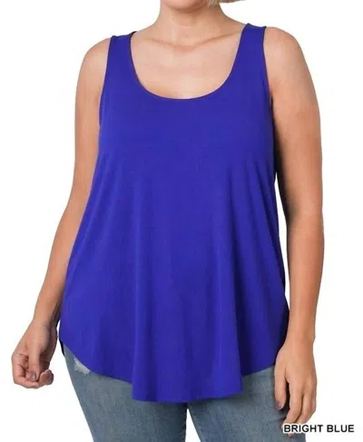 Zenana Sleeveless Round Hem Tank In Bright Blue
