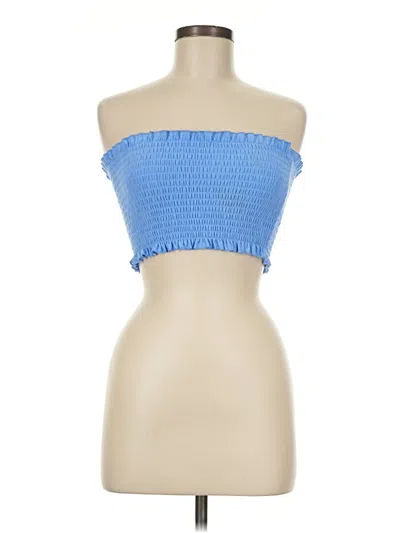 Pre-owned Zenana Sleeveless Top Blue Strapless Neckline Tops