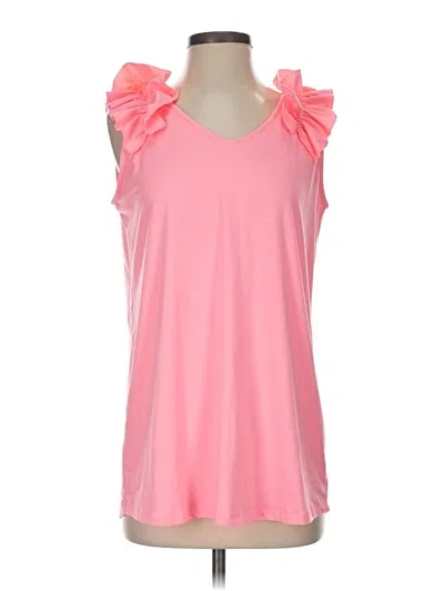 Pre-owned Zenana Sleeveless Top Pink Ruffles Neckline Tops