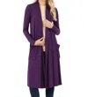 Zenana Slouchy Pocket Open Cardigan In Purple In Purple