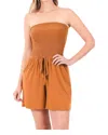 Shop Zenana Smocked Shorts Romper In Almond In Pink