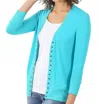 Zenana Snap 3/4 Sleeve Cardigan In Ice Blue In Blue