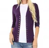 Zenana Snap Button Sweater Cardigan In Purple In Purple