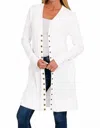 Zenana Snap Cardigan Full Sleeve In Off White In White