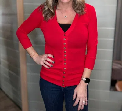 Zenana Snap Cardigan In Red