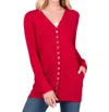 Zenana Snap Full Sleeve With Pockets Cardigan In Burgundy In Red