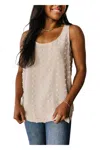 Zenana So Far So Good Swiss Dot Top In Sand In Beige