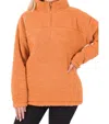 Zenana Soft Sherpa Half Zip Pullover With Pockets In Butter Orange In Orange