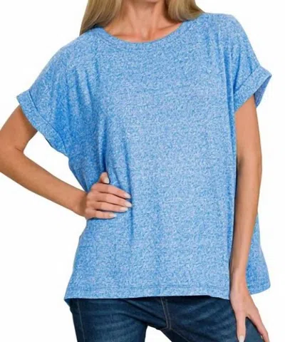 Zenana Soft Short Sleeve Tee In Ocean Blue