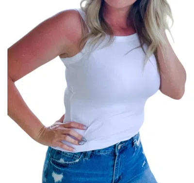 Zenana Solid Mini Ribbed Tank Top In Ivory In Multi