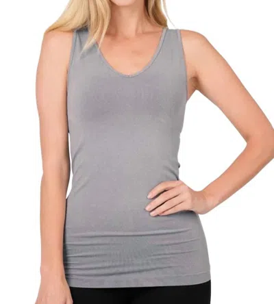 Zenana Standard Issue Seamless Longline Tank In Heather Grey