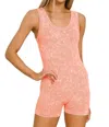 Zenana Stone Washed Ribbed Seamless Romper In Coral
