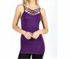 Zenana Strappy Criss Cross Plus Cami In Dark Purple In Purple