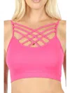 Zenana Strappy Seamless Bralette In Pink In Pink